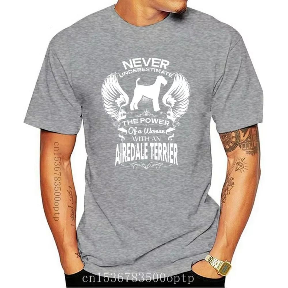 New Men Short Sleeve Tshirt A WOMEN WITH A DOG Airedale Terrier Cool Women T-shirt