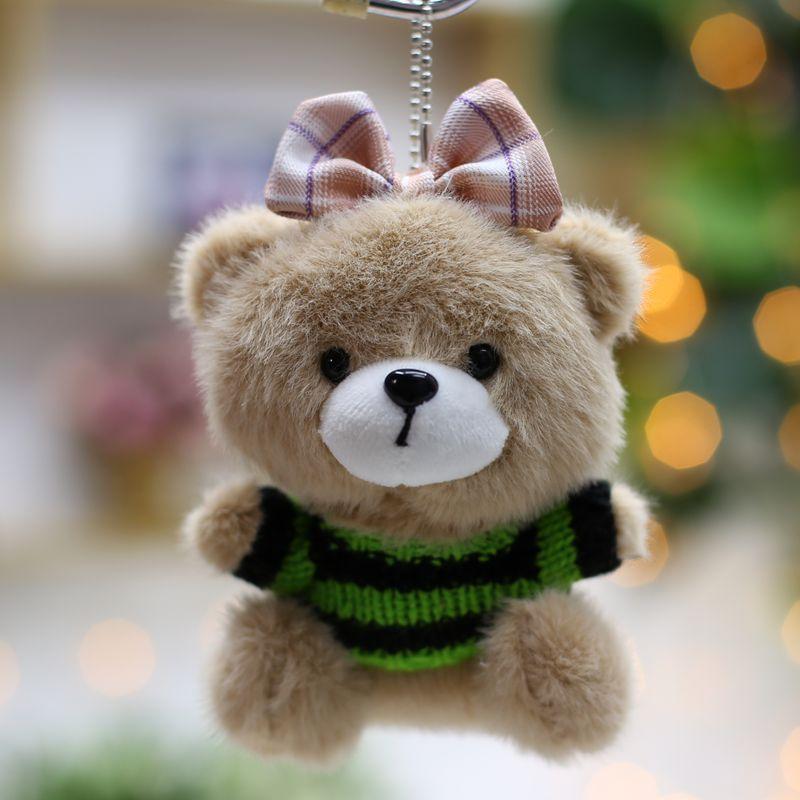 Neuer Niedlicher Plüsch Overall Bär Plüschtier Puppe Kreativer Auto Schlüsselanhänger Schüler Schultasche Hängedekoration