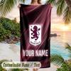 Beach Towel Aston Villa Print Custom Name Text Soft Towel for Swimming Pool