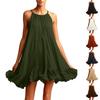 Abito da Spiaggia Donna alla Moda con Cinturino Colorato Senza Maniche Ampio Stile Boemo con Gonna a Volant