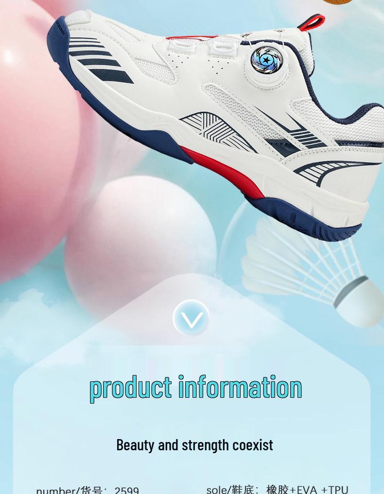 Unisex Breathable Lightweight Badminton & Tennis Shoes with Rotating Buckle