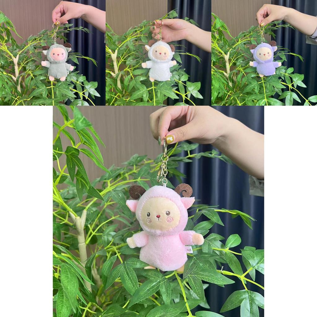 Lovable Plush Sheep Keychain Cartoon Figure Soft Backpack Ornament For Trendy Girls