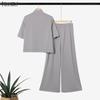 ZANZEA Women Short Sleeve T-Shirts and Long Pants Summer Two Piece Suit Sets