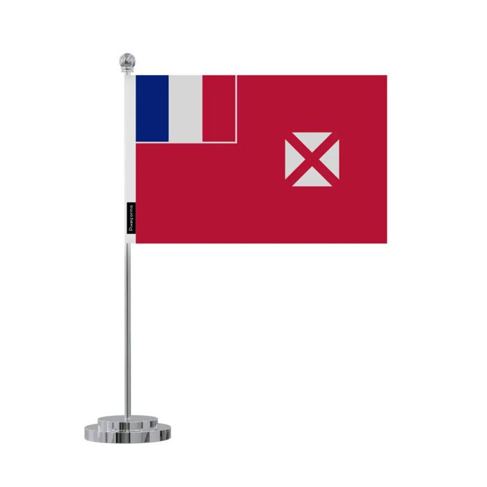 Drapeau de bureau - Wallis-et-Futuna - 14 x 21 cm - Polyester - Impression recto/verso - Acier inoxydable
