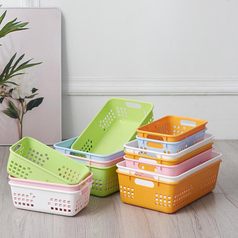 Rechteckiger Kunststoff-Aufbewahrungskorb Behälter Desktop Kosmetik Spielzeug Make-up Organizer Zuhause Küche Badezimmer Kleinteile Aufbewahrungsbox