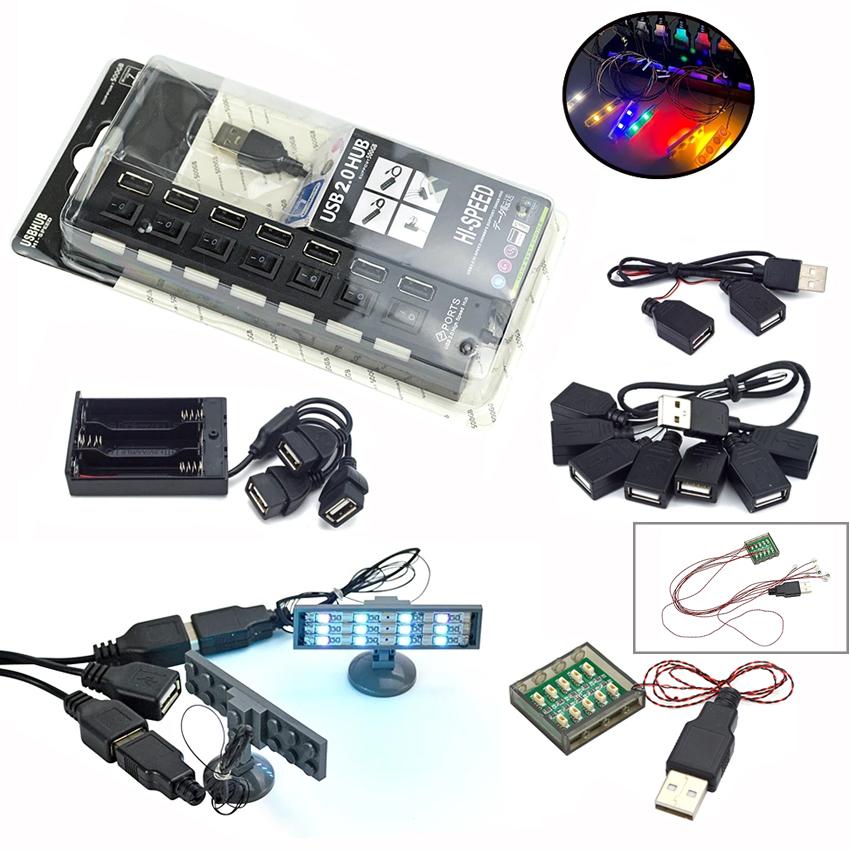 MOC LED Faro Colorato Spotlight USB Serie Strada Città Mattoncini Luce Blocchi da Costruzione Compatibili 10220 10260 42083 Blocchi