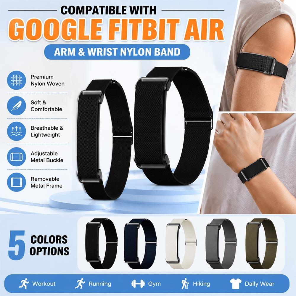 Curea pentru Biceps pentru Google Fitbit Air band Nouă Curea Împletită din Nailon 2 BUC Bandă de Braț/Încheietură de Înlocuire Sportivă Pentru curea Google Fitbit Air