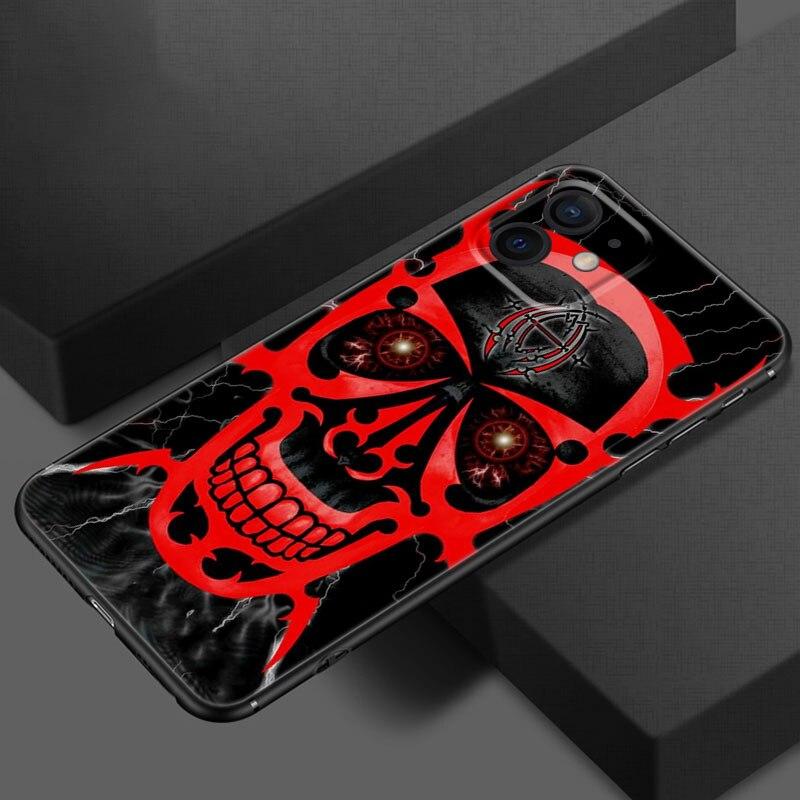 Satanic Scary Skull Phone Case For Apple iPhone 13 12 Mini 11 Pro XS Max X XR 8 7 6S 6 Plus SE 2020 5S 5 Soft TPU Black Cover