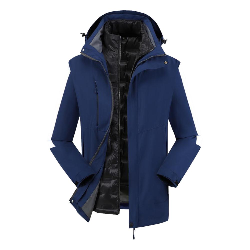 

Зимняя куртка с внутренней подкладкой Color Block Down, три в одном штурмовом костюме для мужчин и женщин, ветрозащитная теплая куртка для ежедневного отдыха и исследований на открытом воздухе 4XL темно-синий