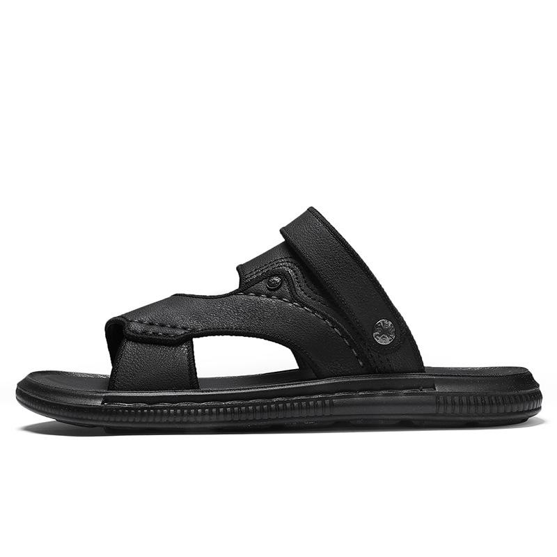 

Мужские летние сандалии, нескользящие, на толстой подошве, износостойкие, пляжные, спортивные, мужские повседневные шлепанцы двойного назначения для водителей 38 чёрный