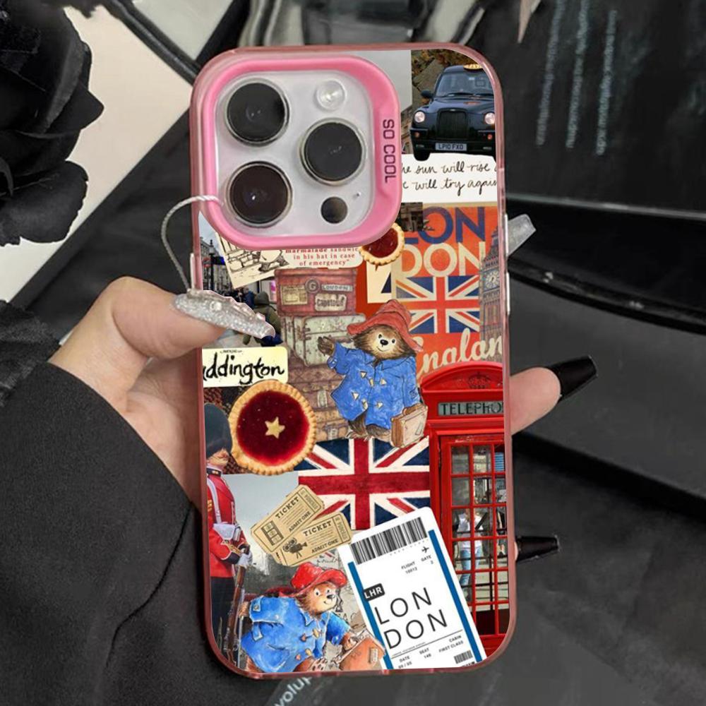 Cute P-Paddington Bear Phone Case For iPhone 16,15,14,13,12,11,Pro,Max,Plus,Mini,XS Anti Fall Pink Matte Hard Bumper