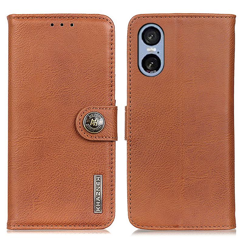

For Sony Xperia 5 VI Wallet Case Cowhide Texture Leather Flip Phone Cover Brown
