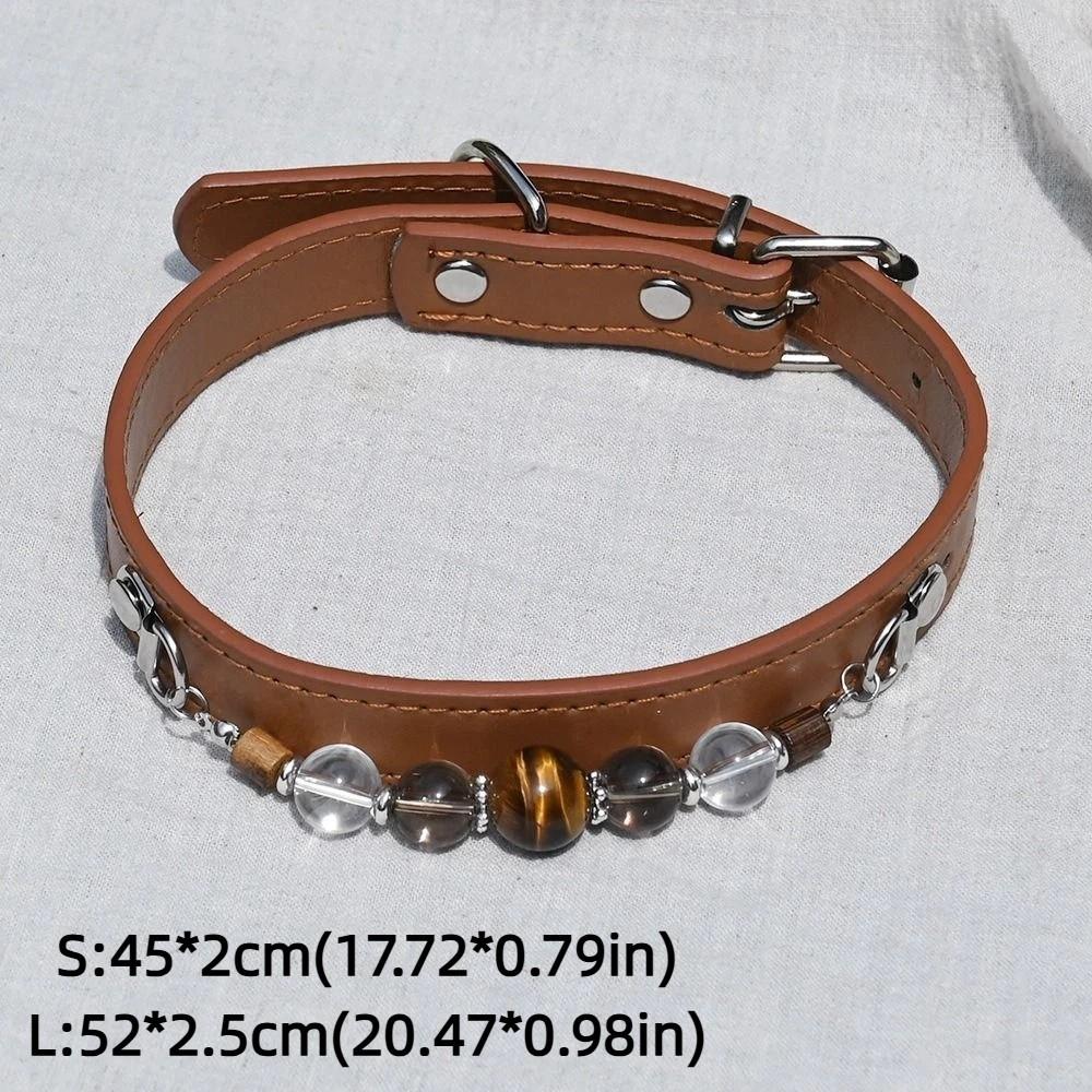 Adjustable Leather Pet Collar Detachable Dog Collar Exquisite Cat Collar Puppy