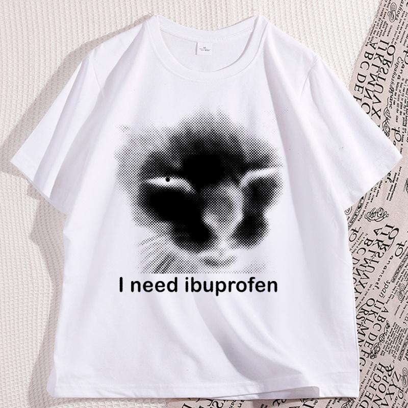 I Need Ibuprofen Cat Tshirts For Unisex Cotton Caual Short Sleeve Funny Vintage Graphic Cat Tshirt Unisex Silly Kitten Tshirt