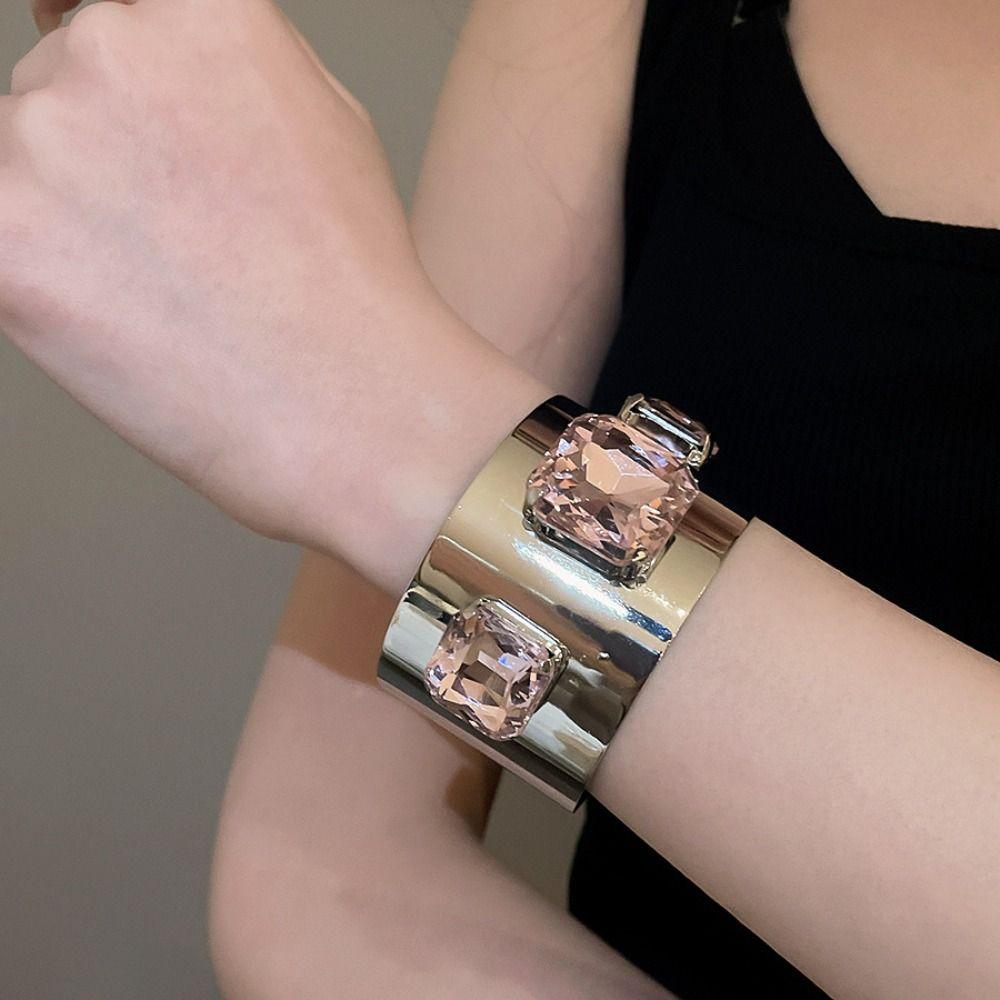 Iron Wide Cuff Bracelet Glossy Metal Open Bangle New Wristband Jewelry  Daily Wear