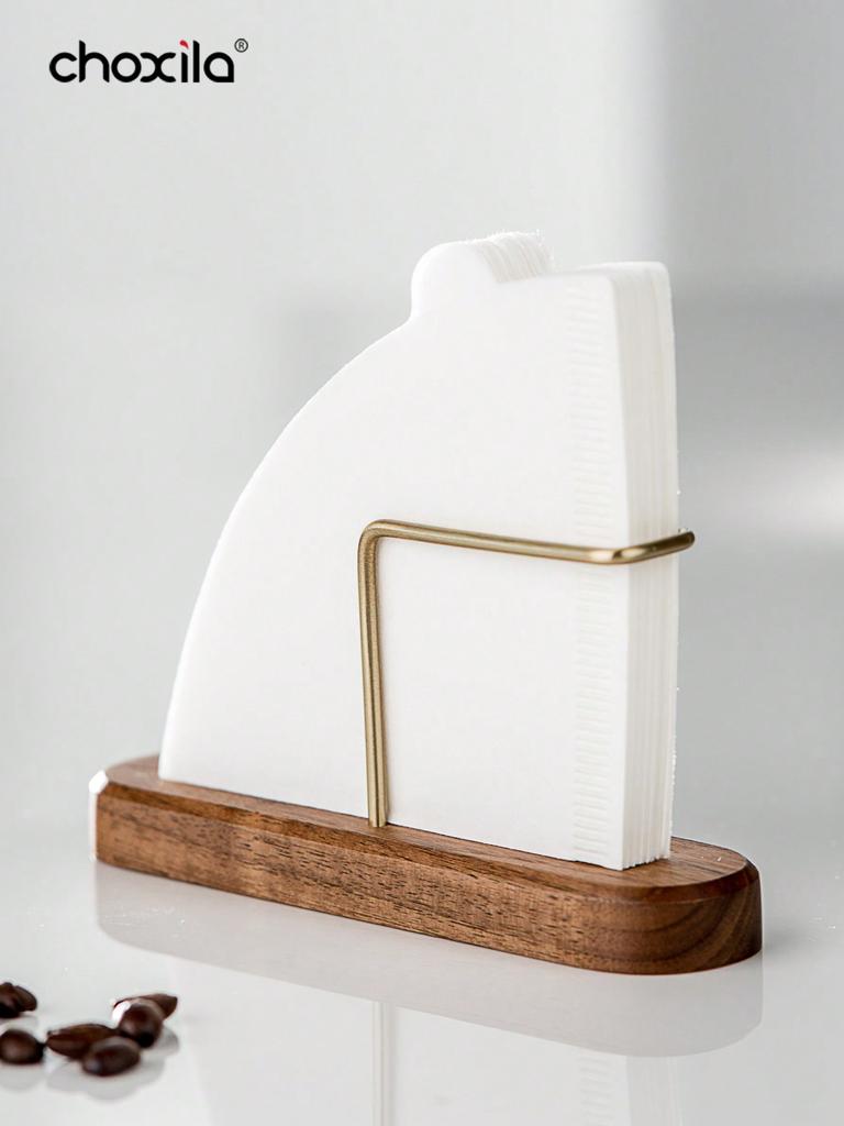 1pc Coffee Filter Paper Holder Filter Paper Rack, Walnut Wooden Filter Paper Stand, Pour Over Coffee Filter Paper Storage