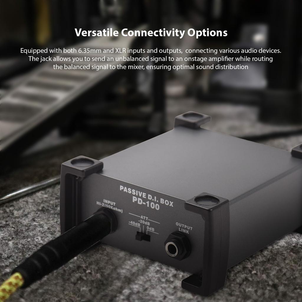 1 Channels Passive DI-Box Unit Hum Eliminator 1/4"" Instrument Direct Box To XLR Professional