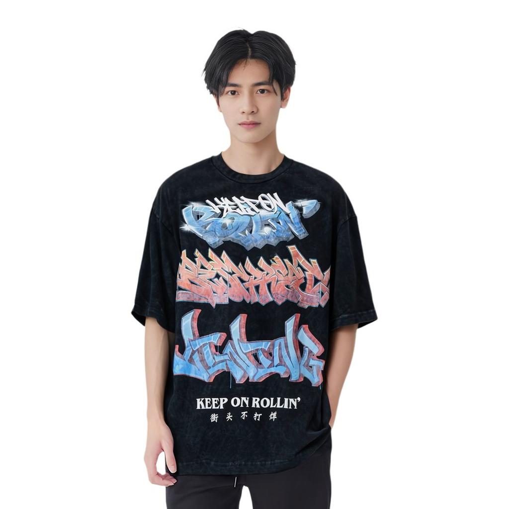 Li Ning T Shirts Men's Black Crew Neck Moderate Straight Fit AHSU207-2
