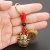 Lucky Cat Five Emperors Money Keychain Feng Shui Coins Solid Lucky Car Key Rings