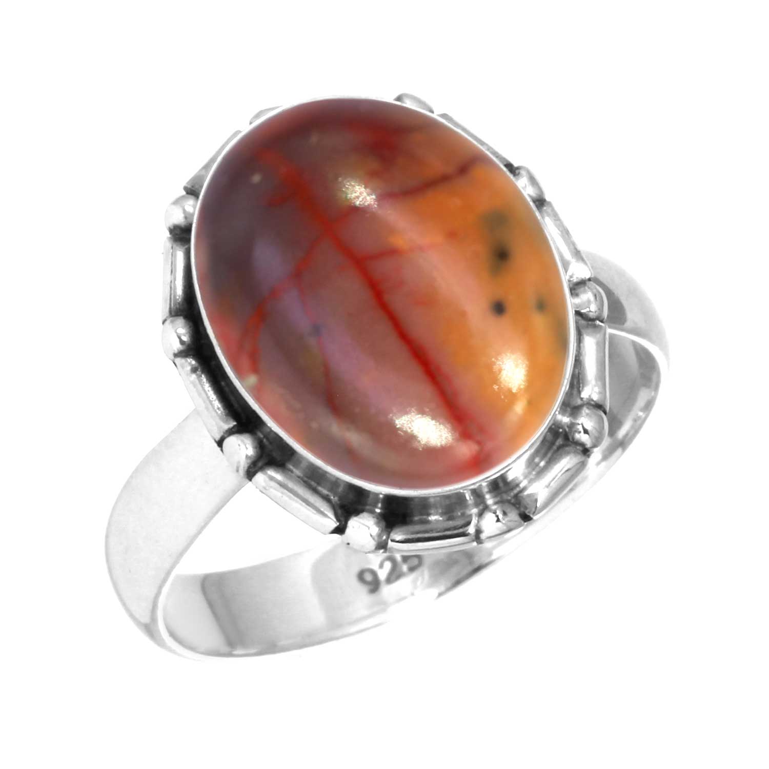 

Кольцо из стерлингового серебра 925 пробы, женское, с драгоценными камнями, ювелирные изделия ручной работы, подарок на День дружбы, мукаит, монтанский агат, моховой агат, колючая устрица, родонит, глаз Шивы 8.5