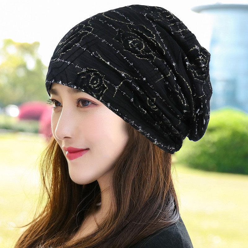 Moon Hat Cotton Breathable Light Turban Cap Air Conditioning Cap Hat Female Spring and Fall Thin Section Lined Head Wrapping Cap
