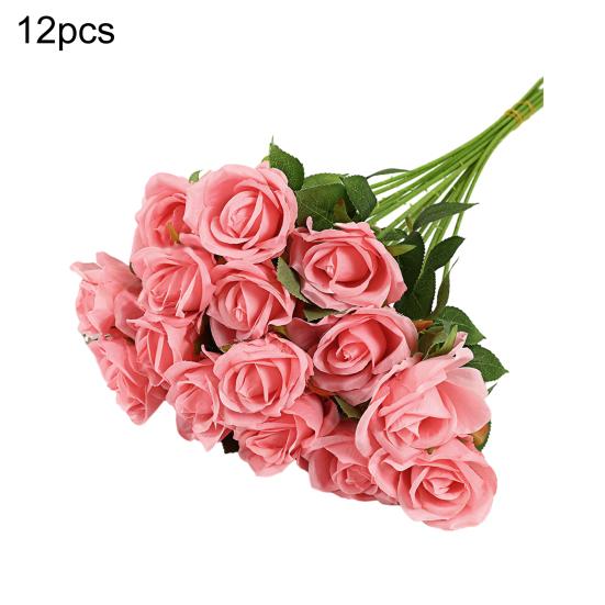Artificial Rose Flower Realistic Long Stem Faux Silk Rose Bouquet for Valentine's Day Home Wedding Party Centerpiece Flower Arrangement