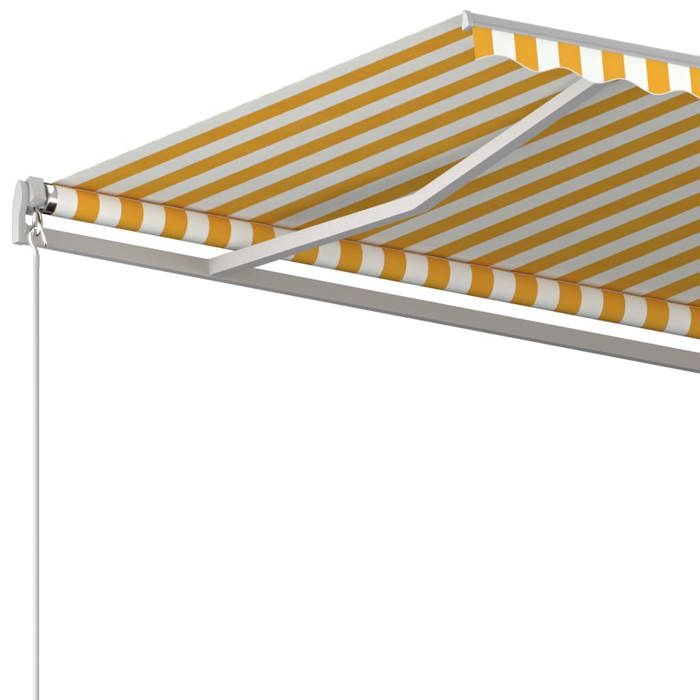 VidaXL Automatic Retractable Awning and Posts 3x2.5m Yellow and White 3069908