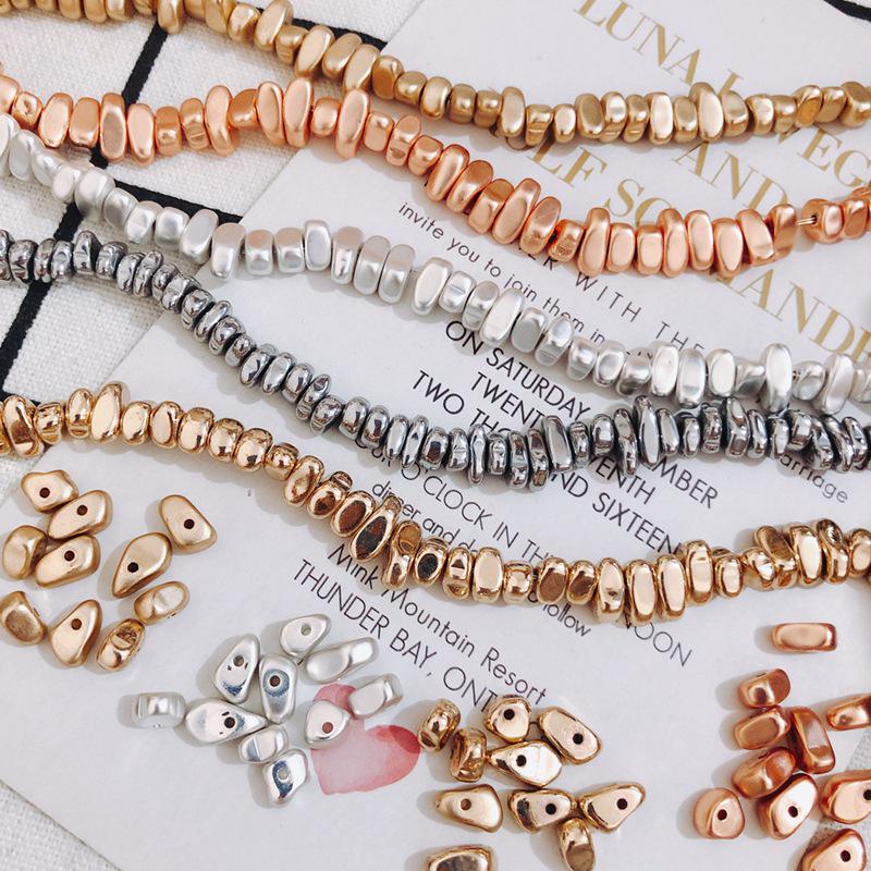 Accesorii Brățară & Cercei Făcute Manual: Mărgele Neregulate Aurite