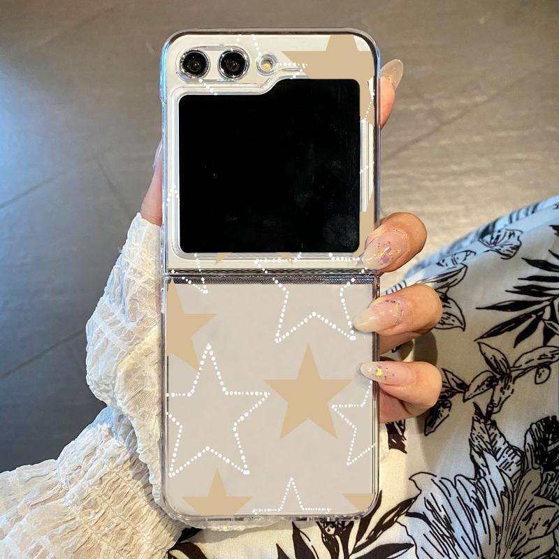 Fünfzackiger Stern Transparente Faltbare Handyhülle Für Samsung Galaxy Z Flip 7 FE 6 5 4 3 5G Flip7 Flip4 Flip6 5G Harte PC-Abdeckung