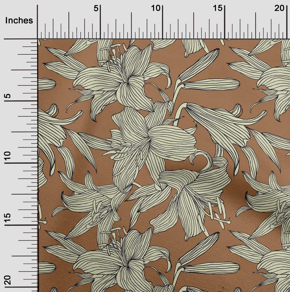 oneOone Tkanina bawełniana Flex Brown Florals Quilting Supplies Print Sewing Fabric By The Yard 40 Cal