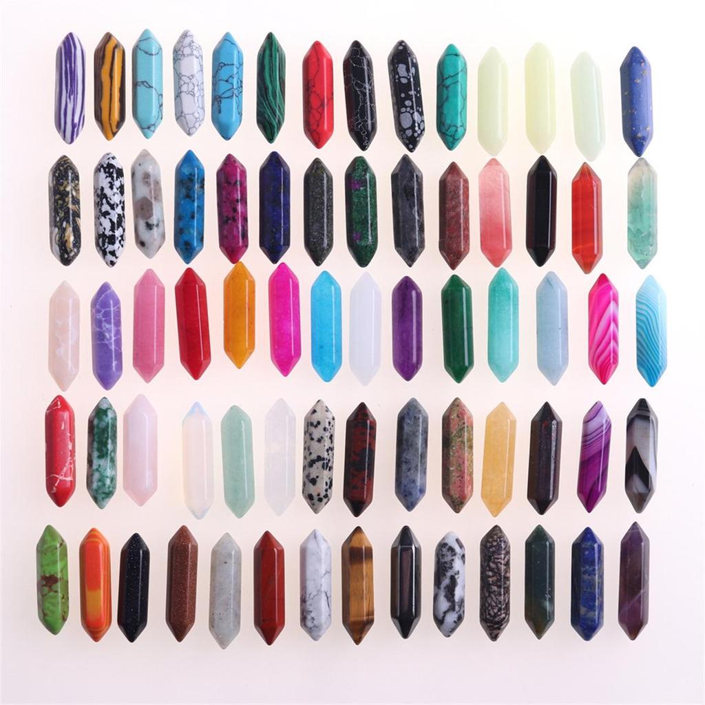 32x8mm Natural Crystal Hexagonal Bullet Pendant for Yoga Necklace