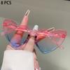 8 Pcs Per Set Cute Heart Shaped Sunglasses for Girls New Stylish Multi-color Children Sun Glasses Trendy Gradient Decor Shades