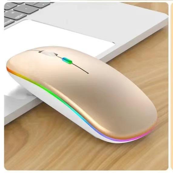 Dual Mode Silent Bluetooth & 2.4G Wireless Mouse for Apple Laptops - Rechargeable, Office-Ready, Glowing Design