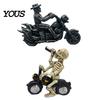 Motorcycle Enthusiast Presents Gothic Skeleton Rider Figurine, Vintage Biker Skull Statue, Figurines Halloween Tabletop Decor Ornament, Gift