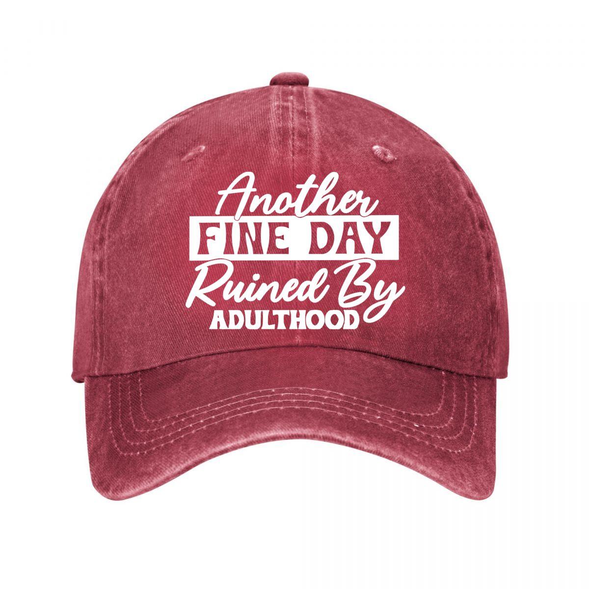 Vintage Baseball Cap Funny Adulthood Quote Casual Daily Wear Washed Baseball Cap Adjustable