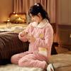 Ms. Autumn and Winter Coral Fleece Intensification Brushed Warm Flannel Loungewear Large Size Set Pajama Set Sleepwear Women