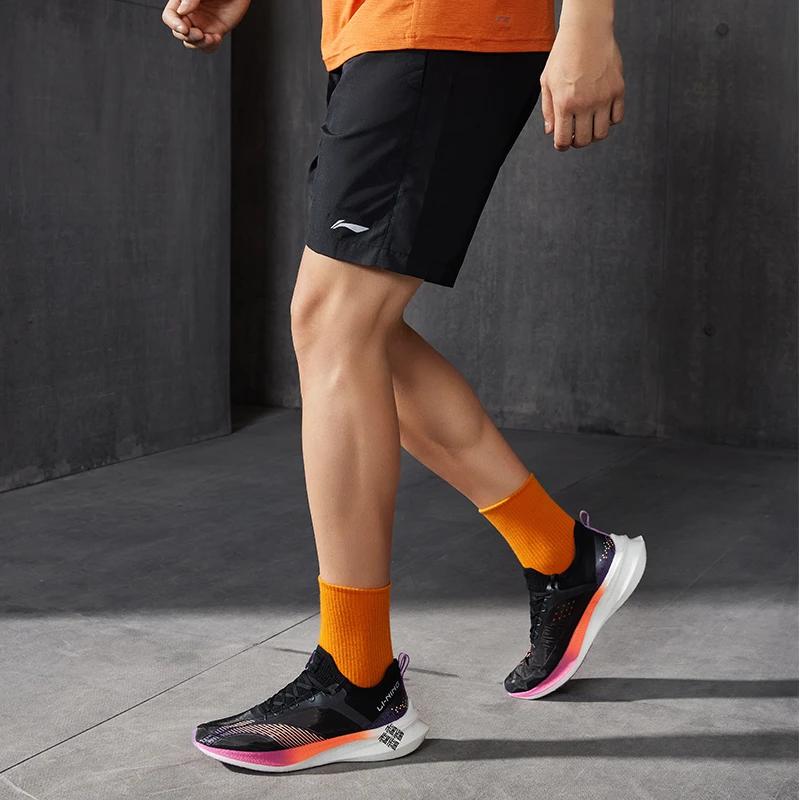 Li Ning Training Series Logo Mid Waist Straight Casual Shorts Men shorts Black AKSS561-1