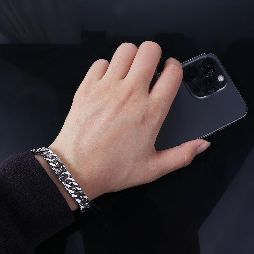 Link Chain Punk Hip Hop Silver Color Accessories Heavy Chain Men's Bracelets Punk Jewelry Bracelets