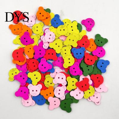 Lot de 100 boutons en bois en forme d'ours mignon pour couture, scrapbooking, cartes, loisirs créatifs, décoration