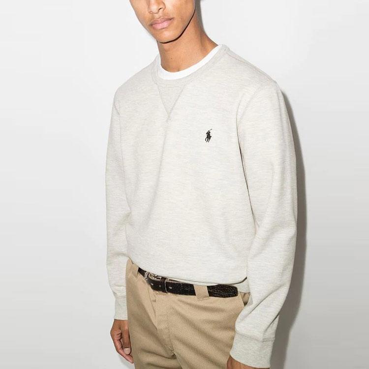 Polo Ralph Lauren Logo Embroidered Crewneck Sweatshirt Men Sweatshirt Gray White 710675313-020