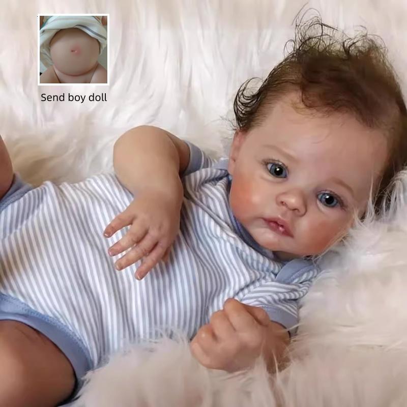 

49cm Lifelike Full Vinyl Body Reborn Babies Doll Meadow Realistic 3D Delicate Painting Skin Newborn Doll Cloth Body Rebirth Doll Kid s Birthday Gifts boy doll