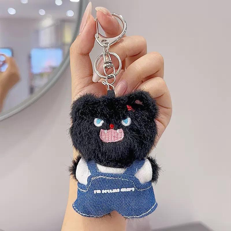 Cartoon Frizzy Pet Plush Keychain Pendant - Cute Couple Charm Doll