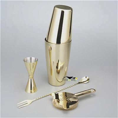 Cocktail Shaker Bar Set Shaker Barware Set - 4 Pieces Bartender Kit Include Shaker, Jigger,Strainer & Spoon Barware
