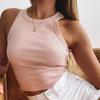Europäische und amerikanische Damen Frühling und Sommer kurze einfarbige ärmellose T-Shirt-Weste