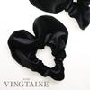 VINGTAINE Black Velvet Size Hair Adds Adult Hair Heart-Shaped Scrunchie, Small, Elegant, Shiny, Scrunchie, Volume, Simple, Casual, Accessory,