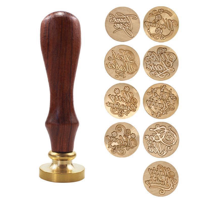 1 Pc Alphabet Pattern Wax Seal Stamps Retro Happy Birthday Antique Wooden Sealing Scrapbooking Wedding Decoration