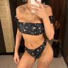 Floral Off Shoulder Bikini Dame Badedrakt Dame Badetøy Bikini sett Mid waist Badedrakt