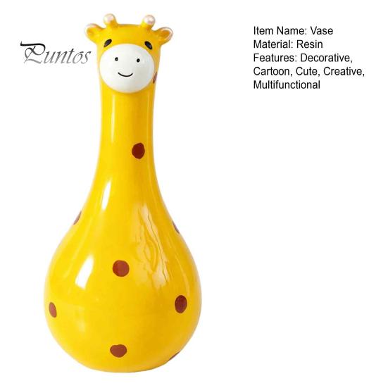 Vivid Texture Animal Figurine Cute Polka Dot Giraffe Vase, Hand-painted Resin Flower Creative Big-mouthed Unique Home Decor Accents Holder for Living
