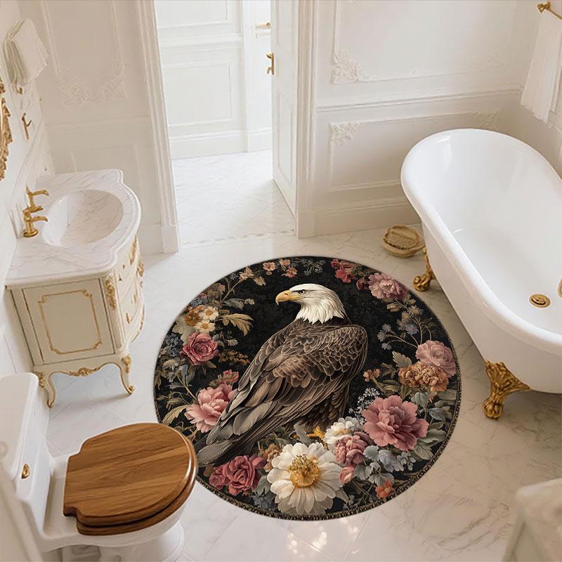 Eagle pattern round rug,Carpet Rug for Living Room Bedroom Playroom ,Non-slip Floor Mat,Holiday Gifts and Birthday Gifts.