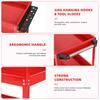 Three Tier Tool Cart 3-Tier Rolling Cart, Metal Heavy Duty Utility with Side Hooks, Mobile Organizer 4 Wheels, Handle, 330lbs Load Capacity